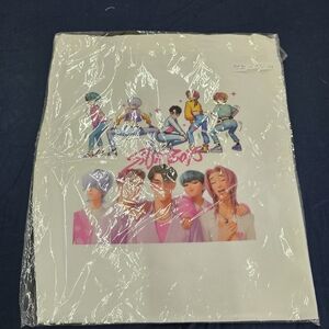 White Graphic Tote Bag with Colorful K-Pop Style Illustrations